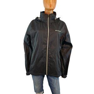 COLUMBIA lightweight waterproof black packable hooded rain jacket